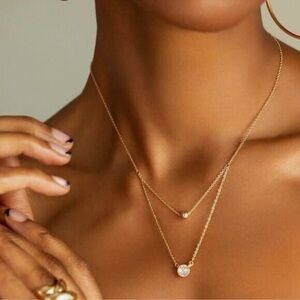 MARLYN SCHIFF Double Layered Adjustable Necklace Gold Tone